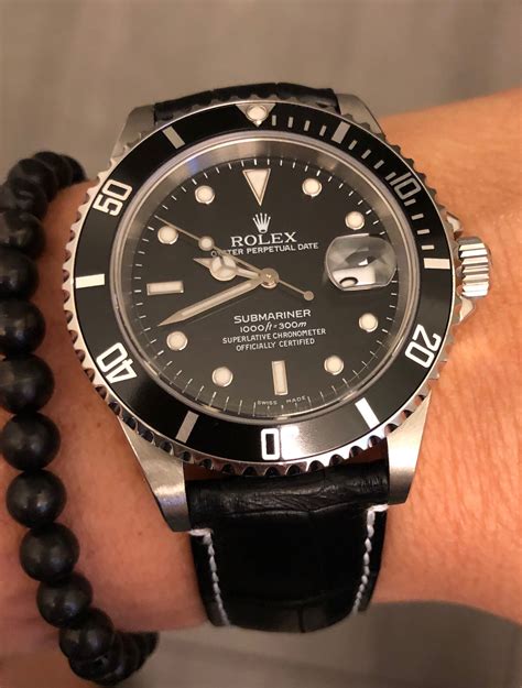 rolex black watch for men|leather rolex watches for men.